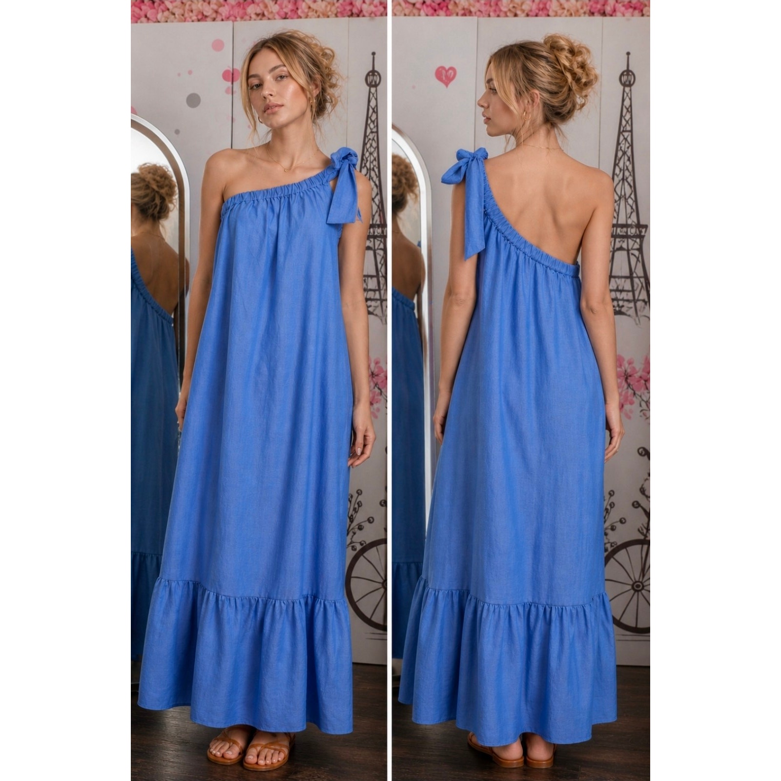 #194 Msrp $35 Nwot A New Day One-Shoulder Ruffle Midi Dress Size Medium